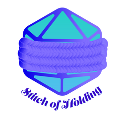 Stitch of Holding logo with a 20-sided die wrapped with yarn